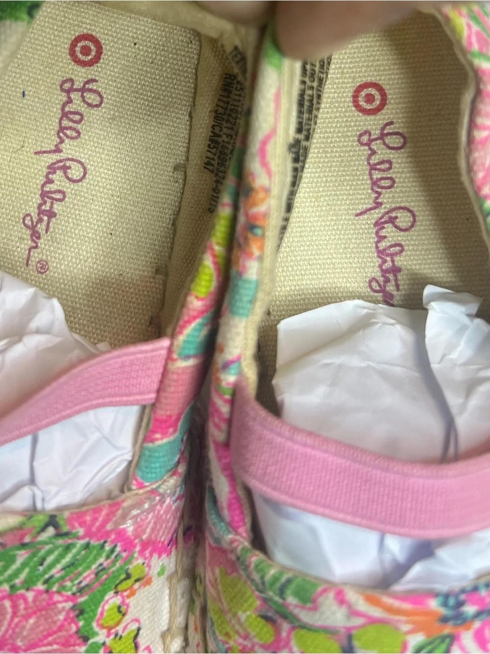 Lilly Pulitzer Girls Floral Espadrille Flats Slip On Metallic Gold Toe Size 6